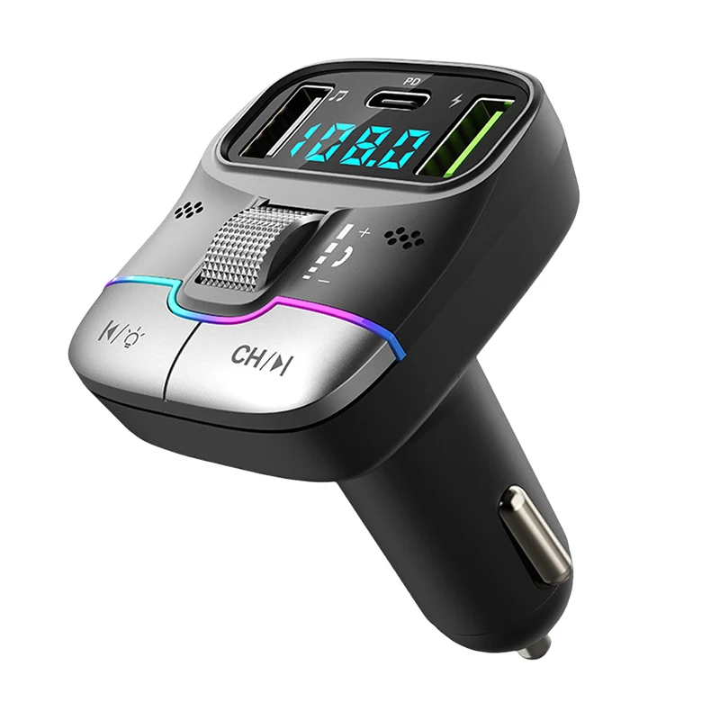 

Portable FM Transmitter Bluetooth Hands-Free Car AUX Radio Modulator MP3 Player With Fast Charging Adapter Auto Accessories