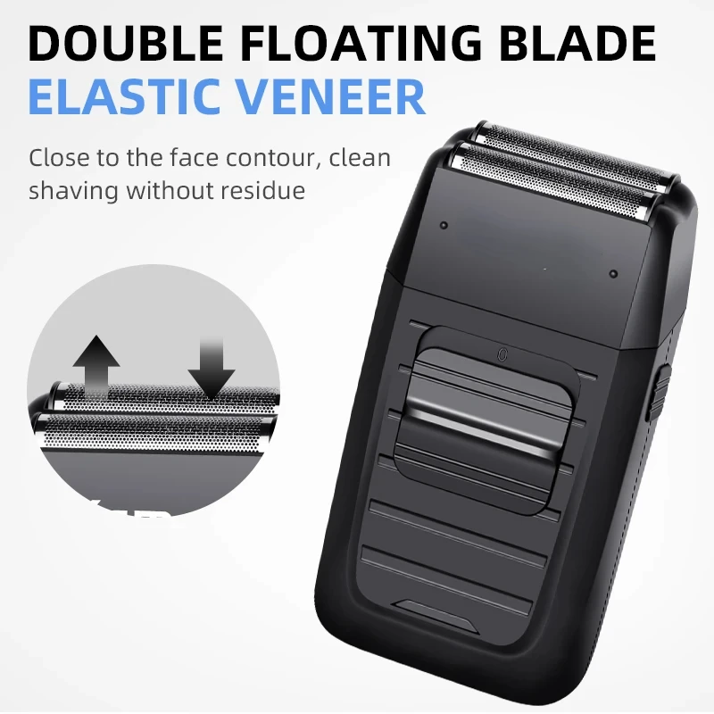Akumulatorowa golarka akumulatorowa dla mężczyzn podwójne ostrze maszynka do golenia brody pielęgnacja twarzy wielofunkcyjny mocny trymer KM-1102 Vgr T