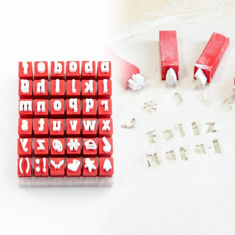 Christmas Style Alphabet Clay Stamp Set Lowercase Letters Mold For DIY Polymer Clay Pottery Handmade Craft Tools