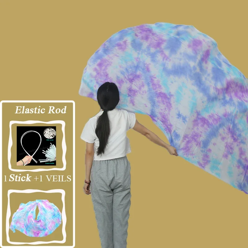 1 قطعة أداء الرقص الشرقي العبادة أعلام مع قضبان الغزل الحرير الحجاب العلم وشاح الشريط اللعب وشاح حريري للأعلام في الهواء الطلق #1