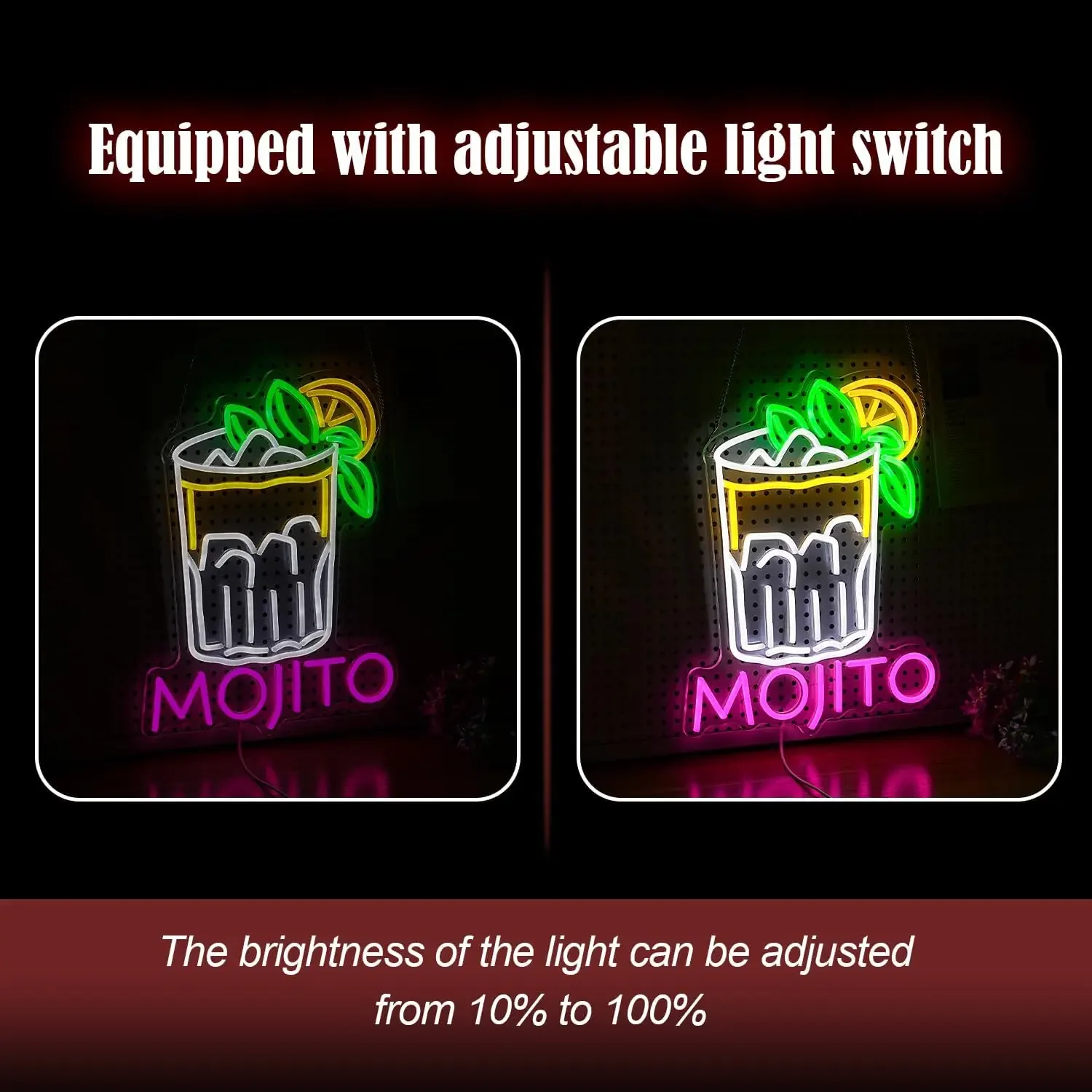 Mojito Cocktail Neon Signs LED USB Powered Neon Lights for Wall Decor Bar Club Party Home Bar Man Cave Living Decoration Room