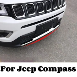 For Jeep Compass Red/Silver ABS Car Front Bumper Plate Cover Decorations Accessories Protector Cover 2017 2018 2019