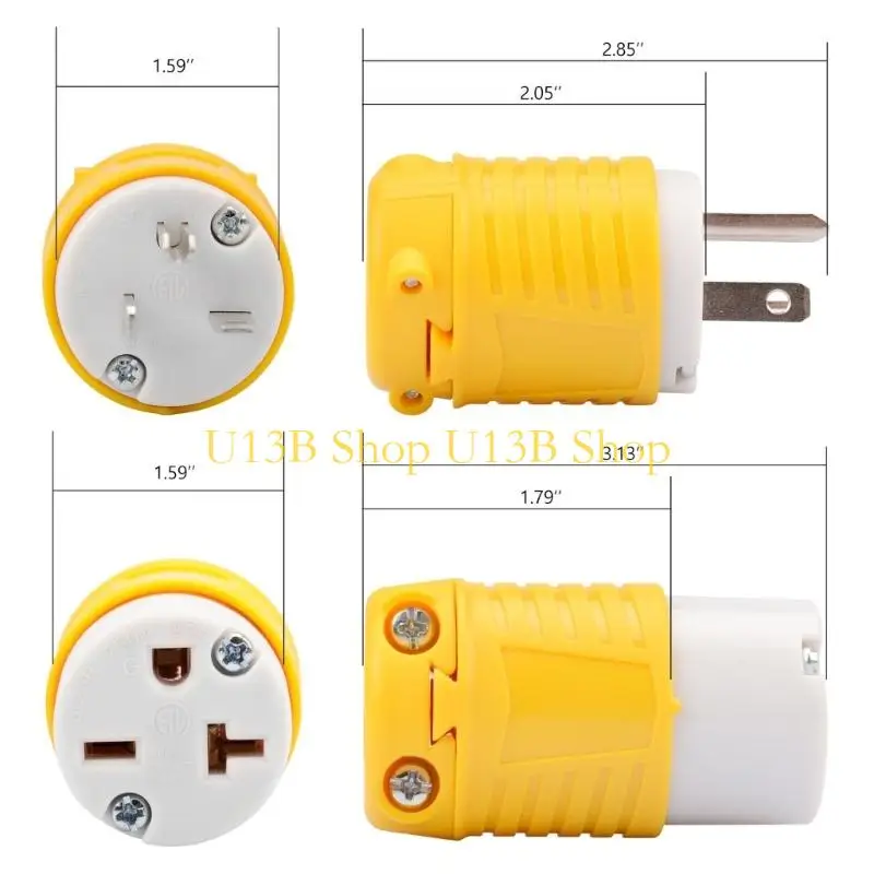 U13B Industrial NEMA 6-20P محول التوصيل 3 محولات الطاقة العالمية للمقبس العالمي للذكور/الإناث 20A/250V موصلات الطاقة
