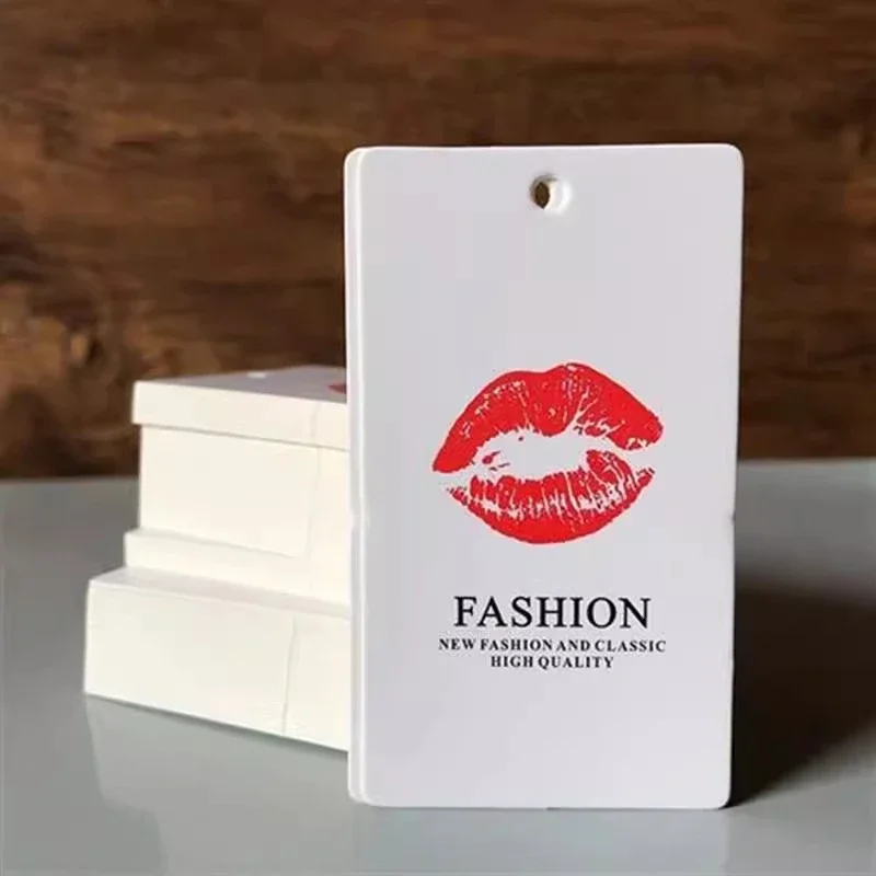 200Pcs Free Design Hang Tags with Logo, 400gsm Paper Clothing Brand Hanging Tag Customized