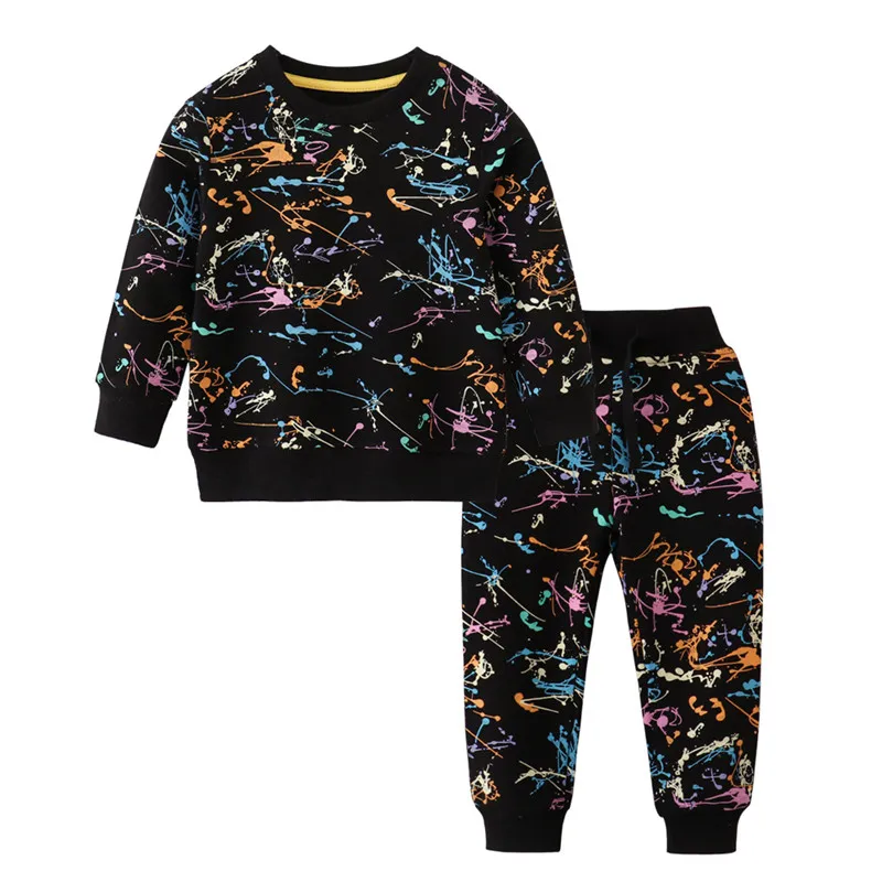 

Jumping Meters Long Sleeve New Boys Girls Clothing Sets Autumn Spring Cartoon Children's Clothes Hot Selling Kids 2 Pcs Suit
