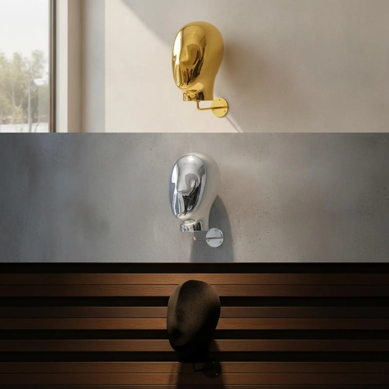 Realistic Hat Mannequin Head Wall Holder with Circular Plate for Cap Display in Retail Store