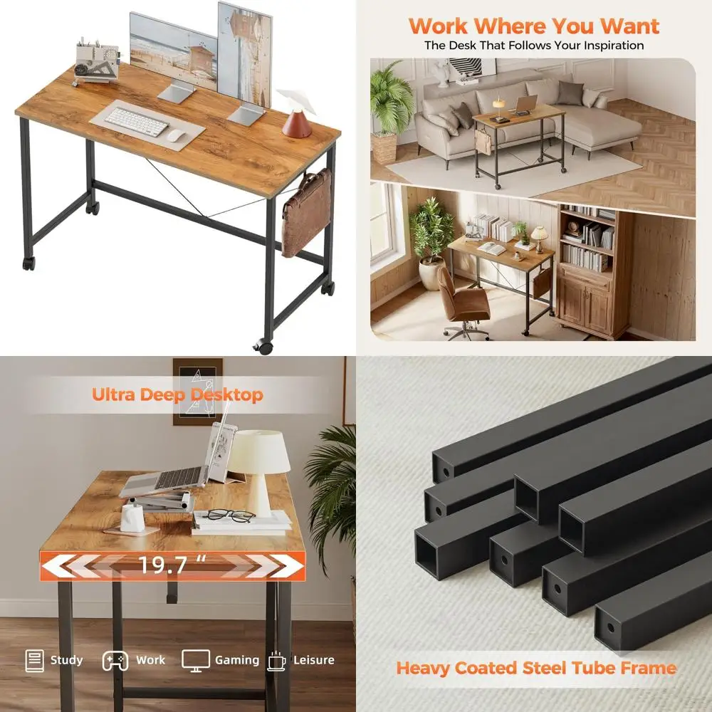 

Портативный стол на колесиках для игр и домашнего офиса, компактный дизайн для небольших помещений и учебы