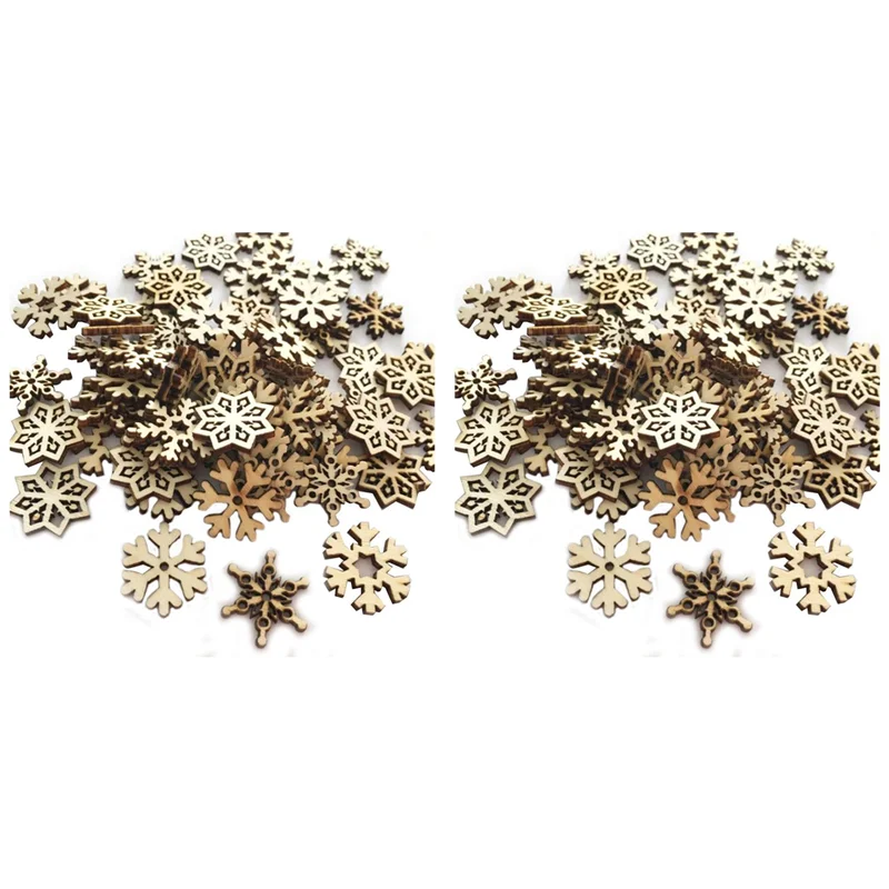 Promotie! 200 Stuks Houten Sneeuwvlokken Versieringen Uitsparingen Ambachtelijke Ornamenten Onvoltooide Houten Sneeuwvlok Hangende Ornamenten