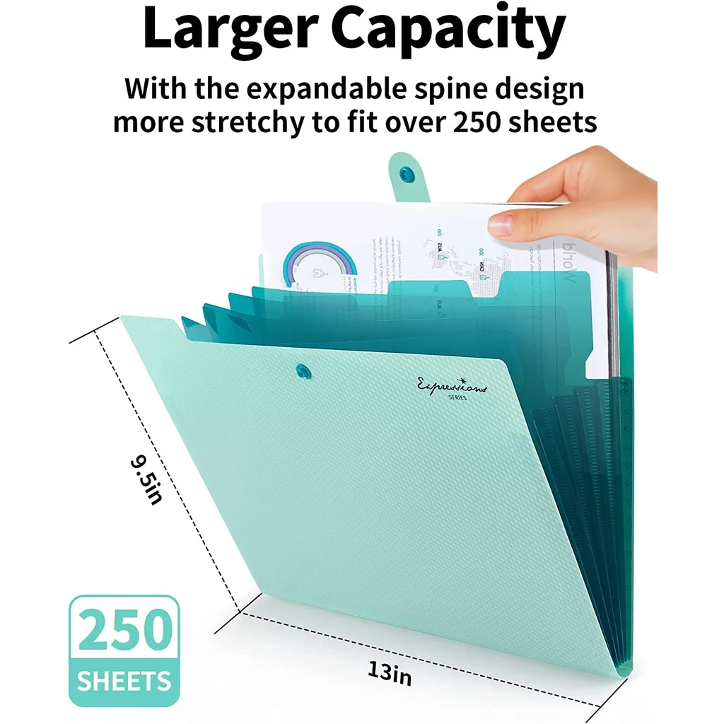 1PCS Expanding File Folder,5 Pocket Folders for Documents,Portable Paper Organizer for School Office Supplies,A4 Size