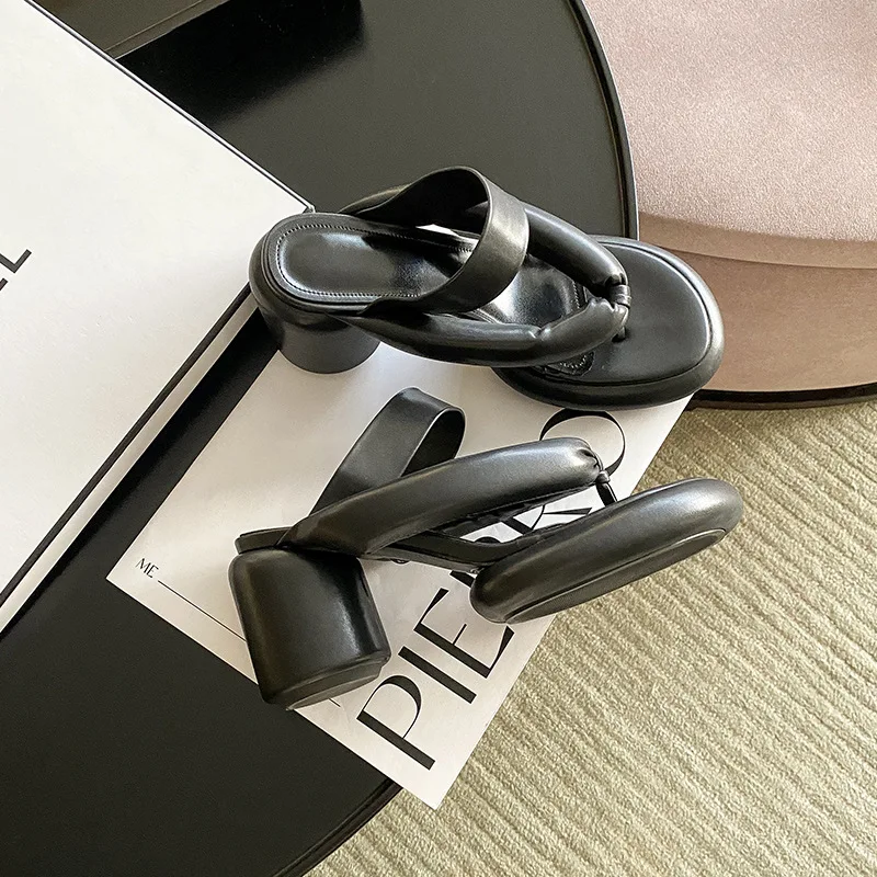 2023 Spring and Summer Thick-Soled Bubble Slippers Women's High-Heeled Flip-Flops Sandals Outerwear Beach Flip-Flops