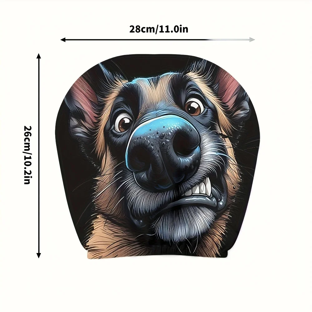 2pcs Cartoon German Shepherd Print Headrest Covers Suitable for Long-Distance Self-Driving Travel Commuting Driving Scenarios