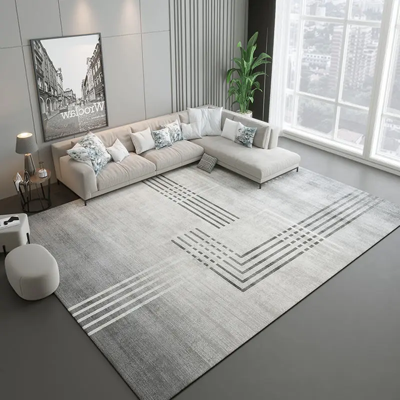 NONE Nordic Grau Teppich Wohnzimmer Dekoration Schlafzimmer Große Fläche Lounge Teppich Hause Kaffee Tische Fußmatten 200x300 Zimmer decor Moderne 3