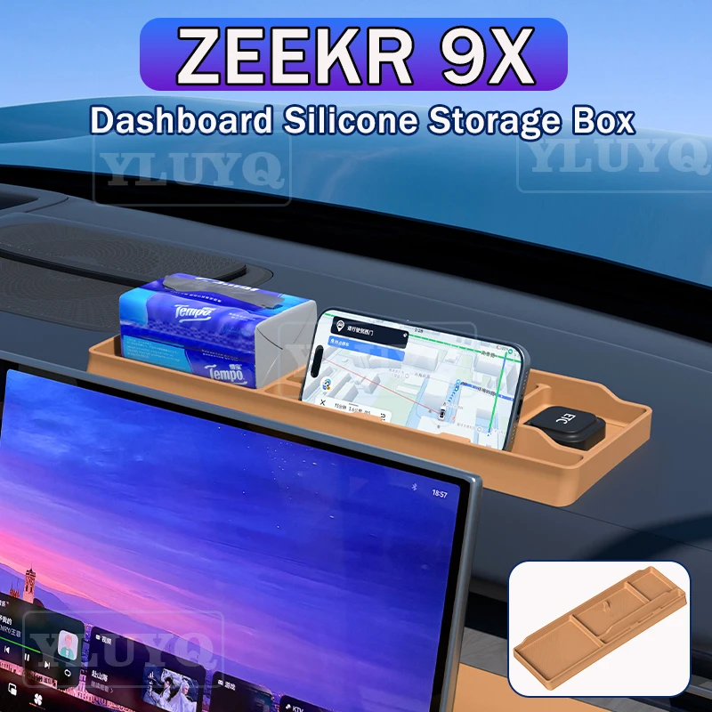 

For 2026 ZEEKR 9X Rear Screen Storage Box Dashboard Organizer Phone Holder Interior Modification Silicone Accessories