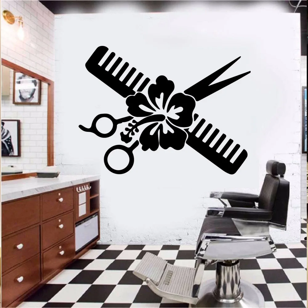 1 pc Beauty salon funny Wall Sticker Pvc Art Stickers Modern Fashion Wallsticker for or hairdressed  Vinyl Decals