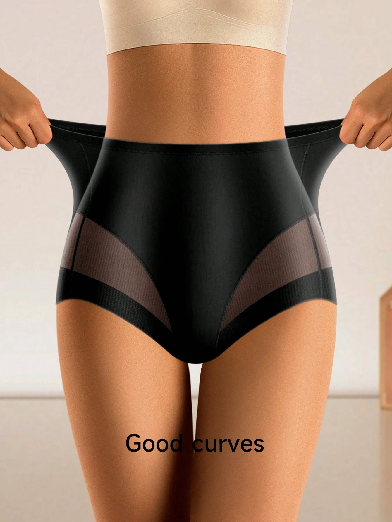 3 STKS Hoge Taille Slips Ijs Zijde Mesh Slips Side Mesh Damesslips Comfortabel Ademend Buikcontrole Vormgeven Damesslips