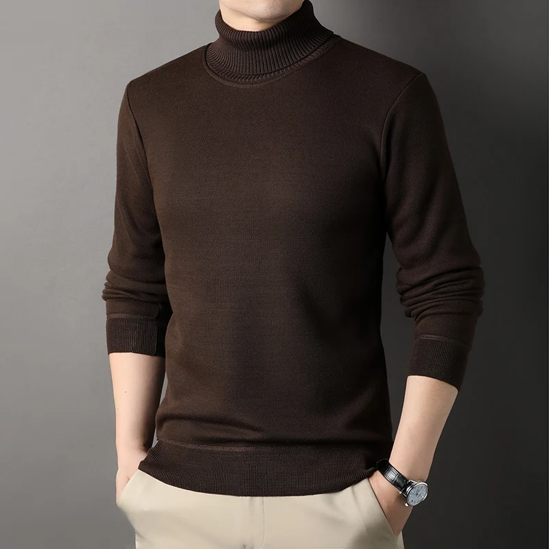 Maglione a collo alto, felpa monopezzo in pile da uomo alla moda e fresca, ispessita e in pile, calda in autunno e inverno, lana