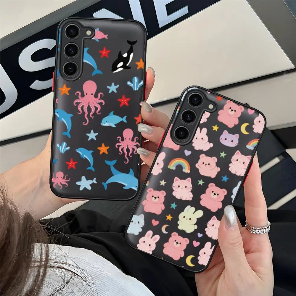 Cute Animes Puppy Kitten Phone Case for Samsung Galaxy S26 S25 S24 S23 S22 S21 Plus FE Ultra Skin Feel Shockproof Cover