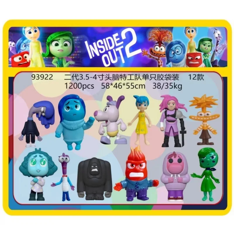 12pcs/Set Inside Out 2 Action Figure Toy Cartoon Movie Joy Anxiety Anger Sadness Disgust Fear Model Doll Kids Chrismas Gift