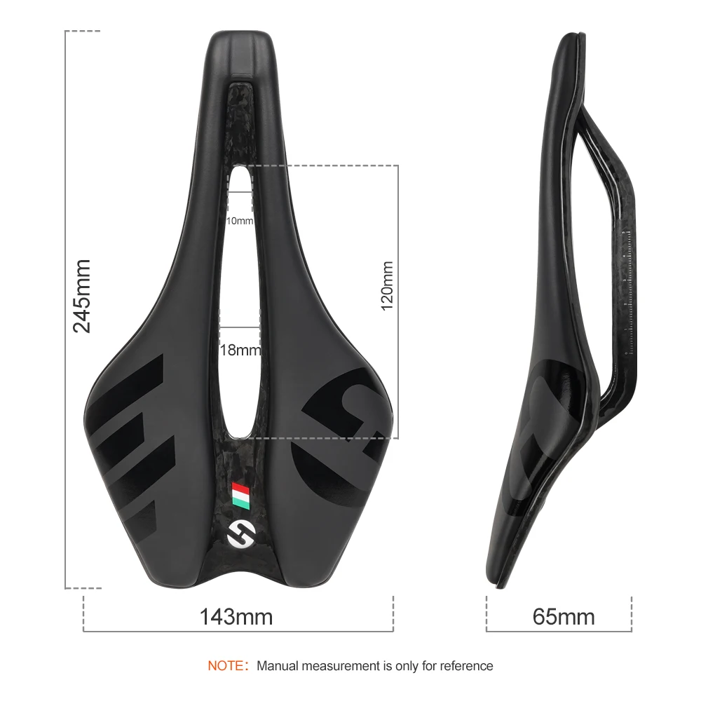 TOSEEK Full Carbon Saddle MTB/Road 143MM Bike Saddle Super Light Leather Carbon Cushions 126g Carbon Rails Bicycle Seat