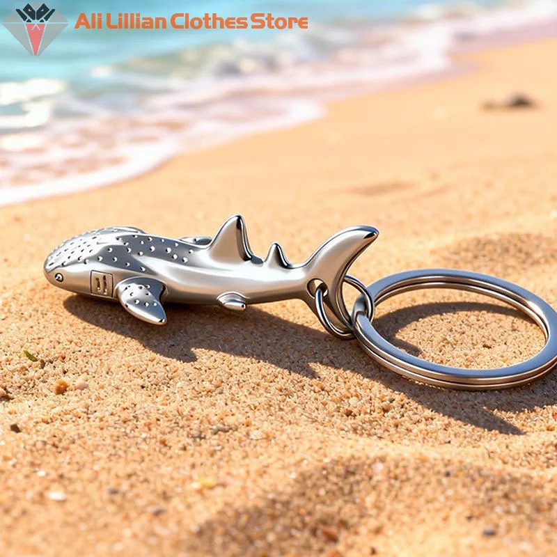 -New Sale.Metal Mini Whale‑Shark Keychain Creative Pendant Car Key Ring Bag Charm Gift Accessory