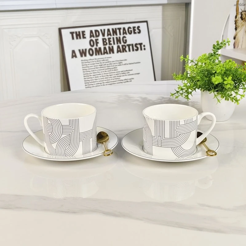 Runway Series Bone China Coffee Cup Saucer Modern Simple Ceramic Cup Home Gift Recommendation