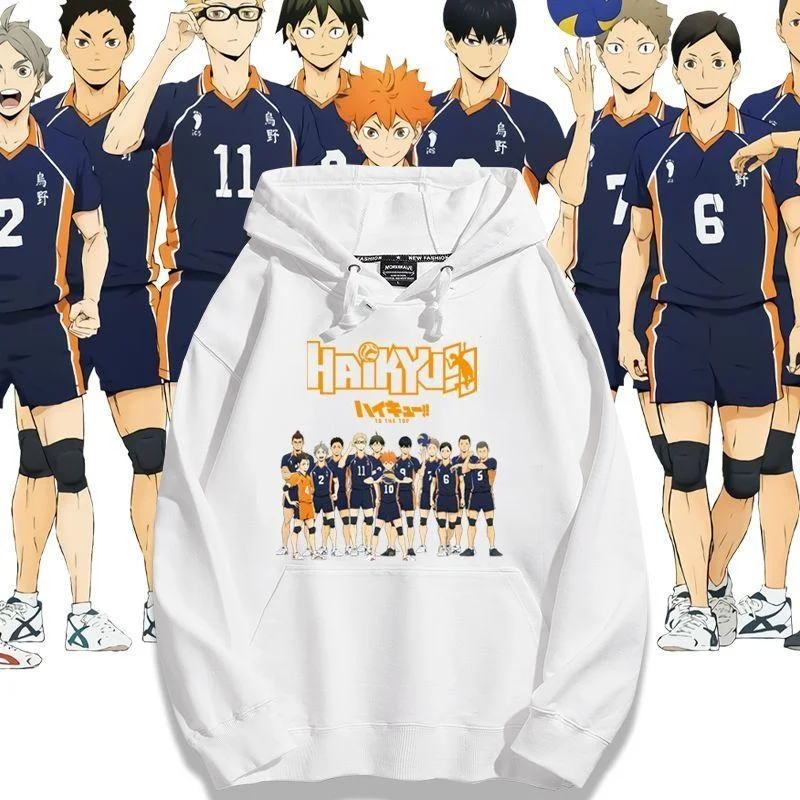 

Haikyuu boys hooded sweatshirts, Hyuga Shoyo, Kyouyama Hiyori, Nishitani Yuki anime merchandise, 2D outerwear for men and women