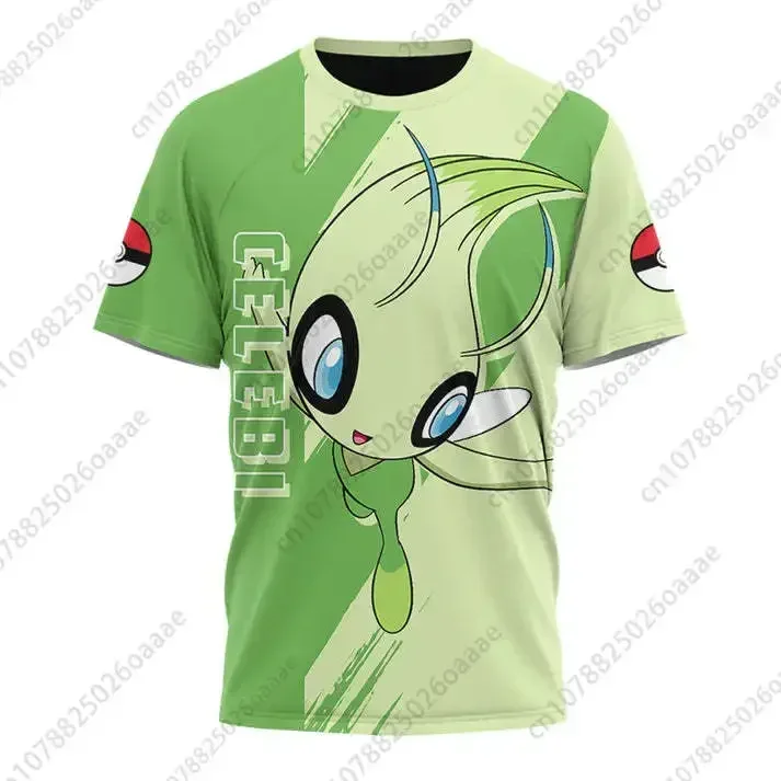 Pokemon Psyduck Camisetas 3D para hombres y mujeres Deportes y ocio Celebi Camisas frescas de verano de manga corta para niños
