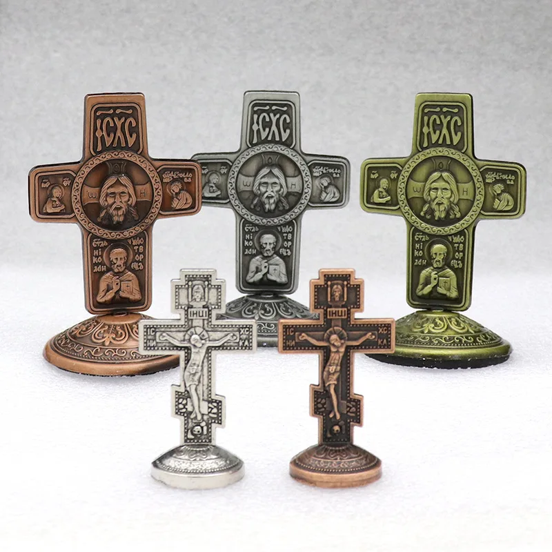 Retro Eastern Orthodox Byzantine style office desk ornaments, metal craft car ornaments.