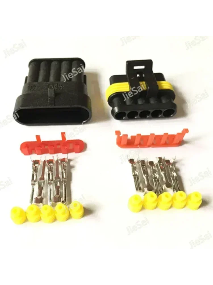 Connecteurs de câble en plastique automobile Tyco Amp Superseal 282089-1 282107-1, fiche mâle et femelle 5 broches