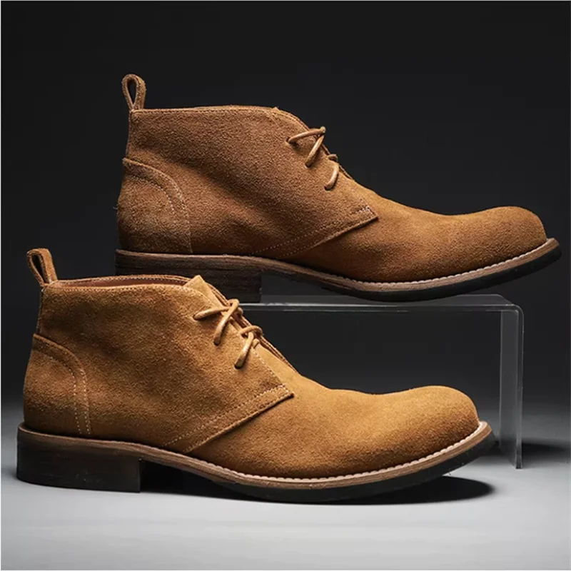 

Британские джентльменские винтажные верхние слои ручной работы из конской кожи, высокая деловая мужская обувь для скейтбординга, прогулочные ботинки для работы на открытом воздухе