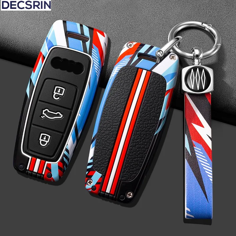 Legierung + Silikon Auto Fernbedienung Schlüssel Fall Abdeckung Shell Fob Für Audi Q8 RSQ8 A6 C8 S6 RS6 A7 S7 RS7 A3 8Y A8 D5 4N RS E-tron GT Q4 Q7 4M