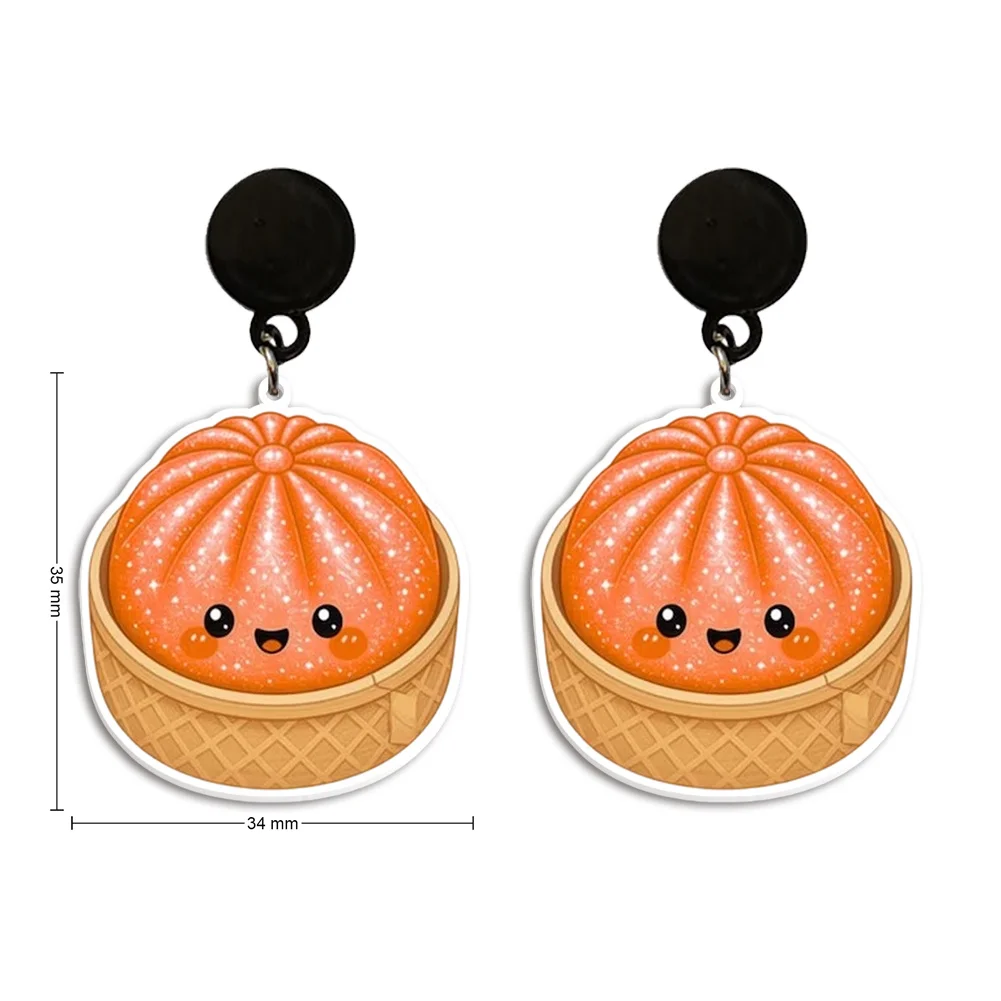 Breakfast Food Bao Dumpling Resin Earrings Dangle Pendant Earrings Design Drop Earrings Acrylic Girls Accessories