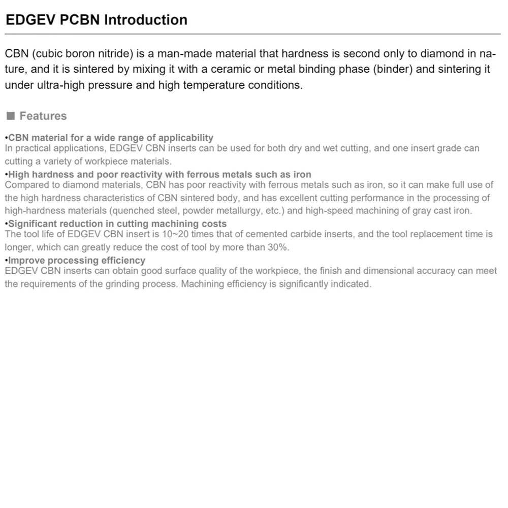 EDGEV المغلفة CBN إدراج WNGA WNMG 080404 080408 CBN WNMG080404 WNMG080408 WNMG080408 PCBN إدراج للحديد الزهر الصلب المقسى