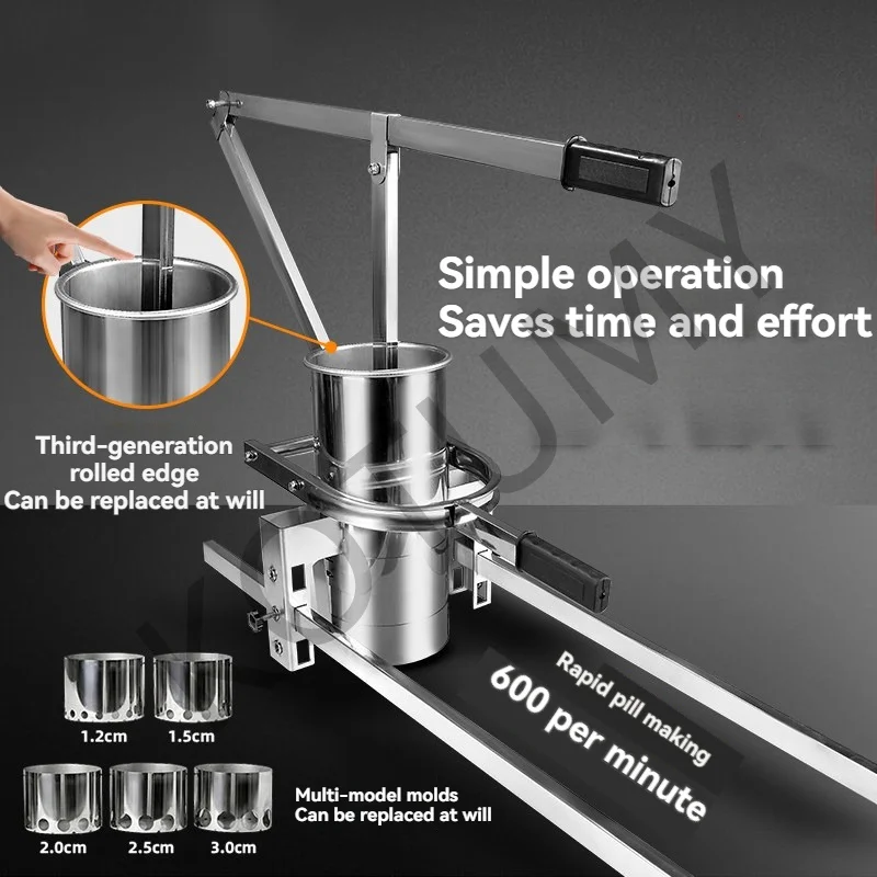 Commercial 13CM Manual Meatball Machine Stainless Steel Vegetable Processing Kitchen Tool for Business Use