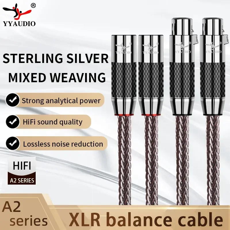 YYAUDIO HIFI XLR Cable 3 Pin OCC Pure Copper Rhodium Plated Male to Female Microphone Cable for Audio Equipment