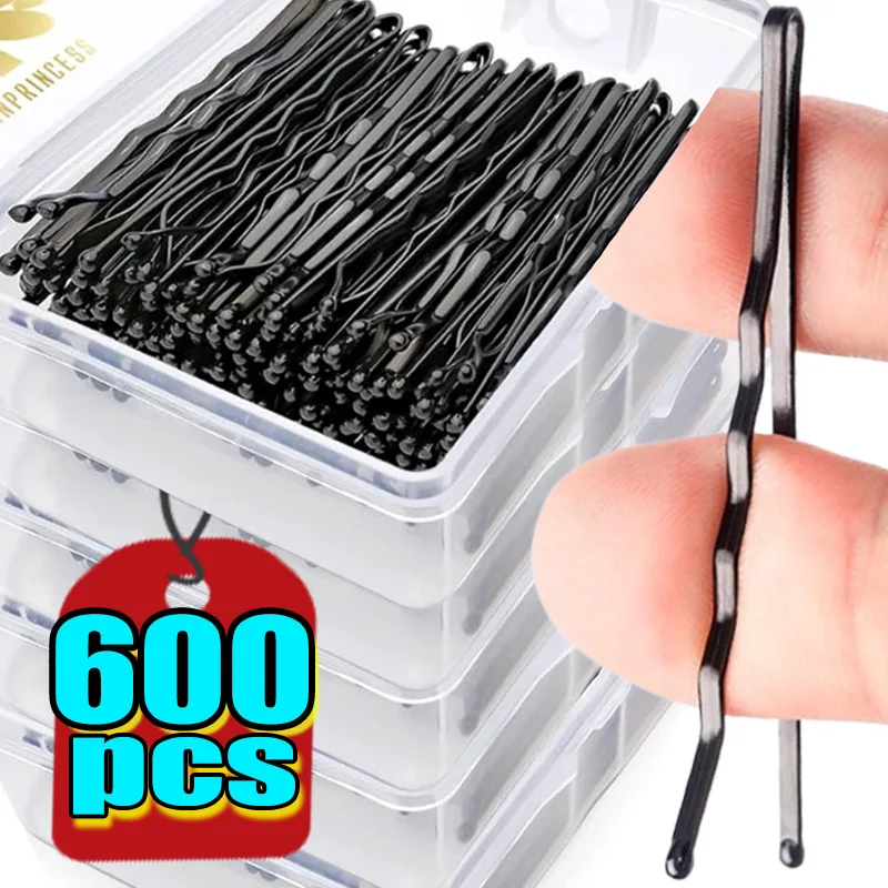 

60/600Pcs Black Hair Clips U-Shaped Bobby Pin Invisible Wavy Hairpin Hairstyle Styling Metal Hair Grip Barrette Hair Accessories