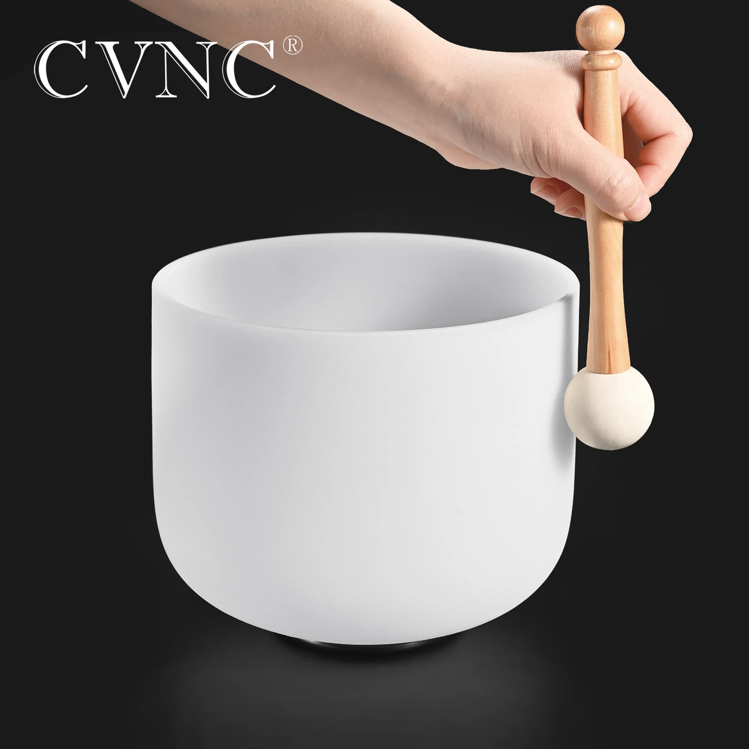 CVNC-White Crystal Singing Bowl, Note Chakra Instrument for Sound Healing, Meditation, C/D/E/F/G/A/B Note,7 Inch