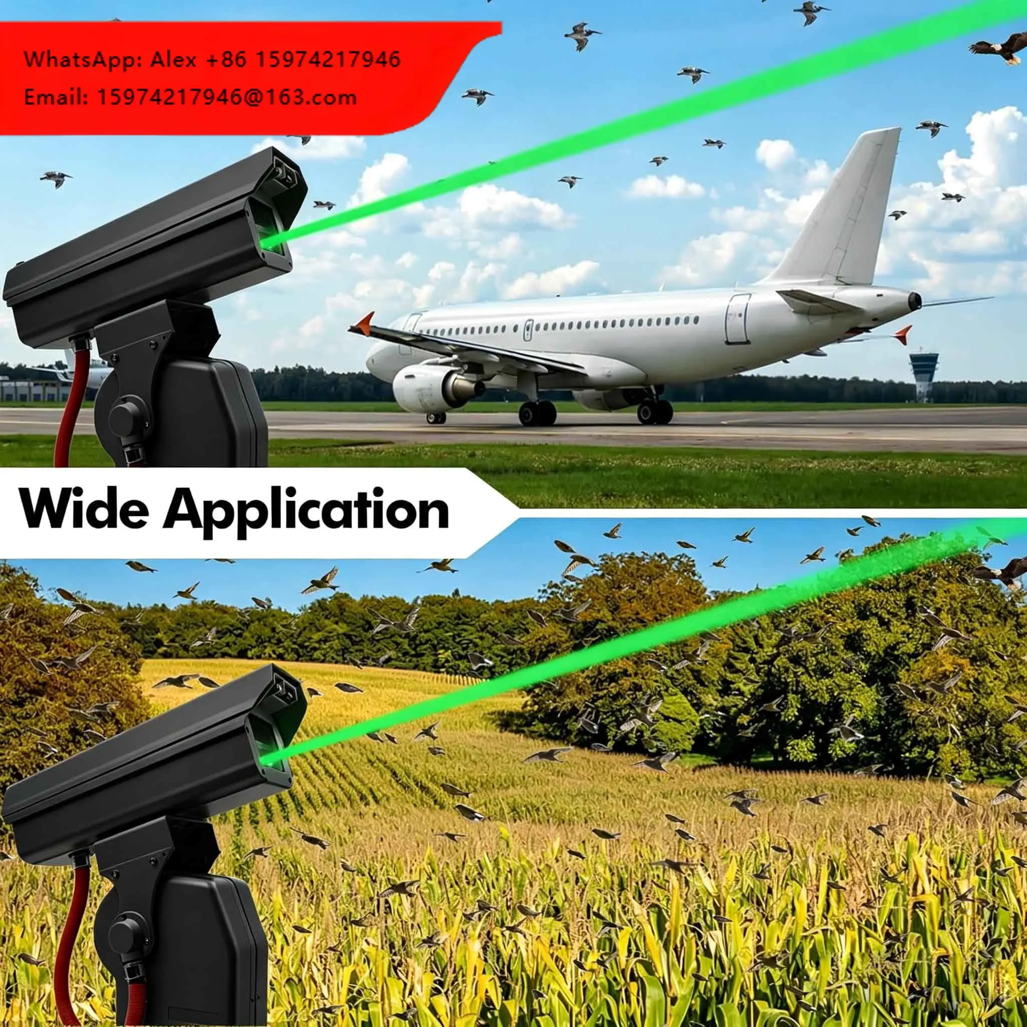 High Precision Smart APP 1W Green Laser Bird Repeller Smart Laser Bird Deterrent For Agriculture Farm Vineyard Orchard Airport