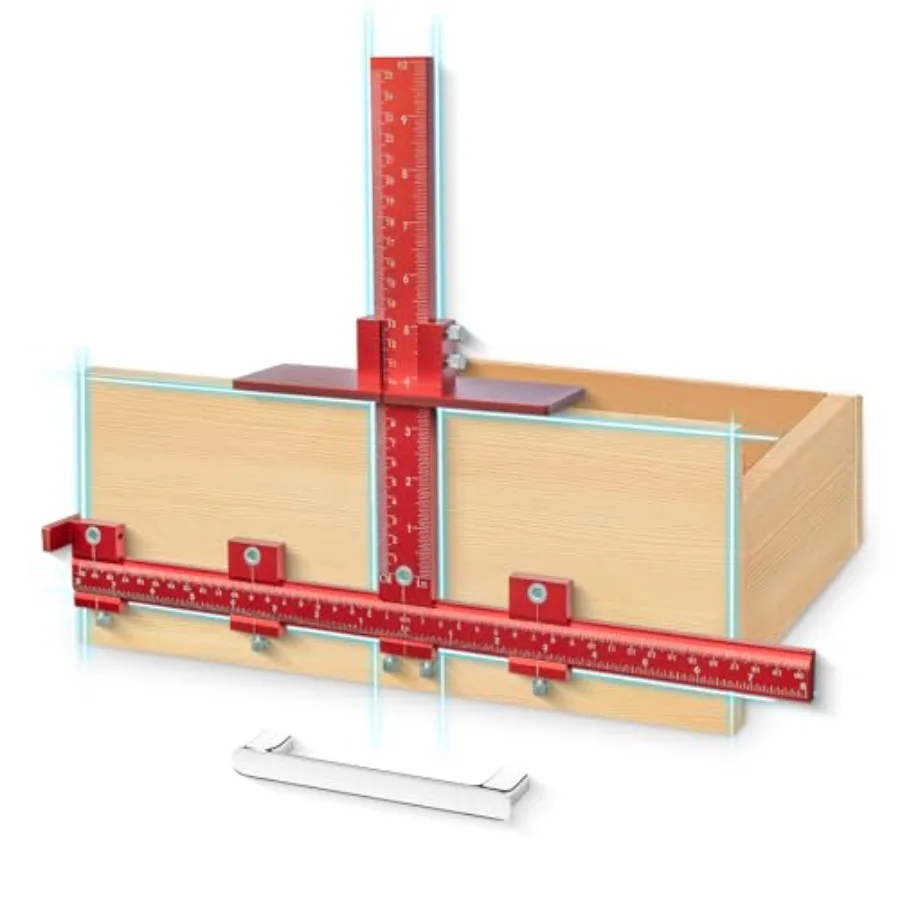 

Upgraded Thickened Cabinet Hardware Handle Jig: 50% Thicker Heavy-Duty Aluminum Template w/Dual-Screw Lock Cabinet Drawer Hole