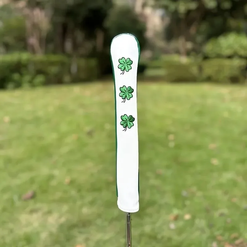 1pc Golf Club Head Cover, Four Leaf Lucky Clover Design Golf Alignment Stick Cover