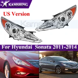 Kamshing a pair US Version Front Bumper Headlight For Hyundai Sonata 2011-2014 Front Headlamp Head Lamp Head Light