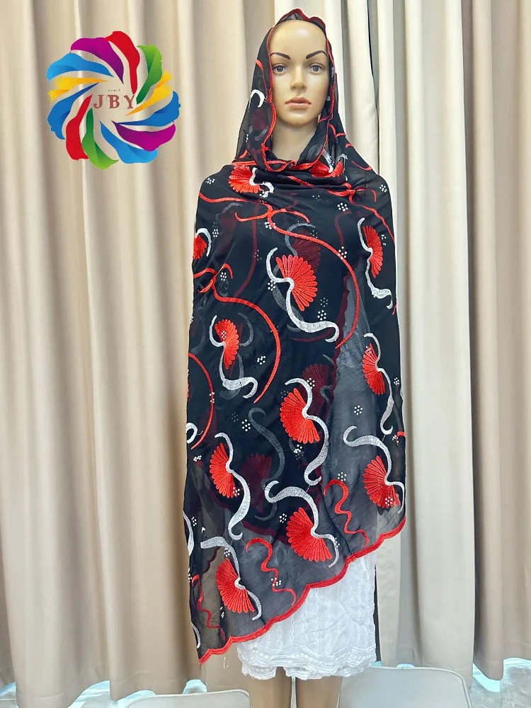 2024 New Dubai Scarf For Muslim Women African Chiffon Hijab Islam Hijab Pashmina Turban Headscarf Embroidery Shawls