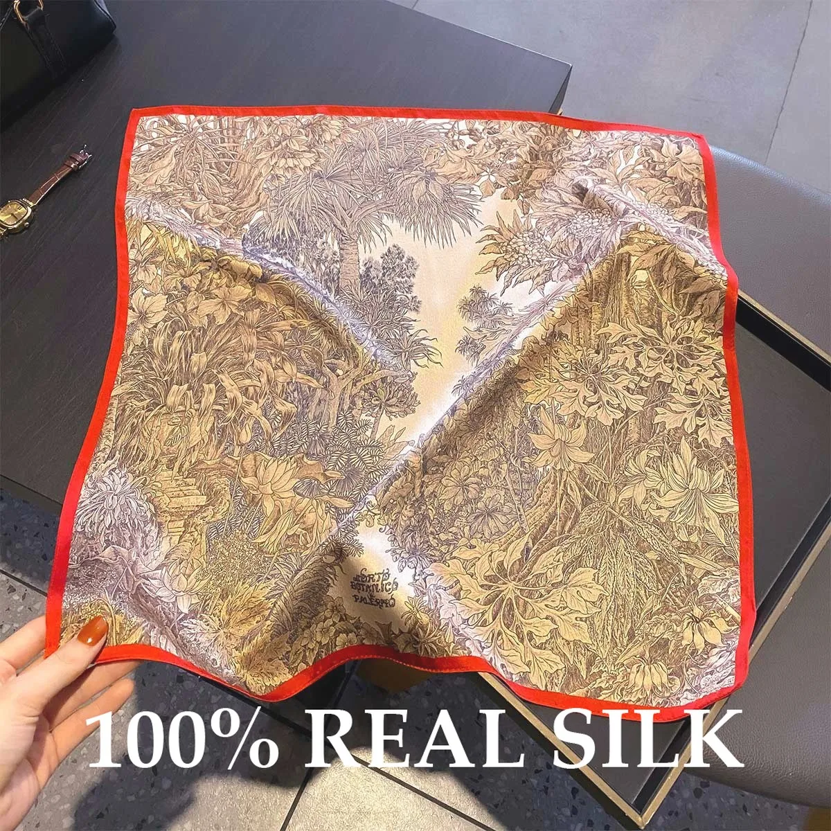 

Новинка 2026: 100% натуральный шелковый шарф для женщин, платок-бандана 53 см, квадратная повязка на голову, хиджаб, шарф-пончо с принтом, пашмина, буфанда