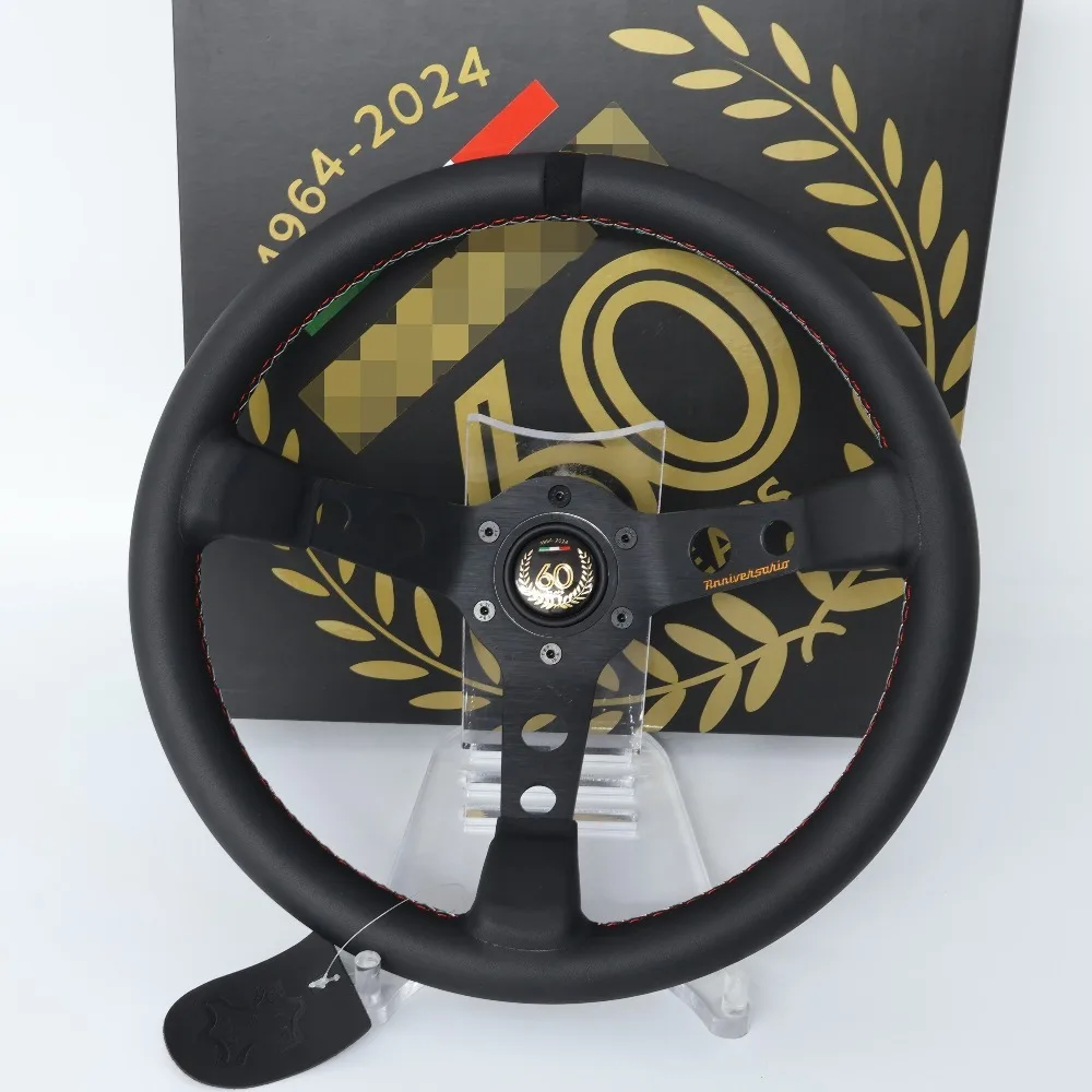 

Новый черный кожаный руль JDM 2025 года, универсальный руль на 60-летие Volante Esportivo