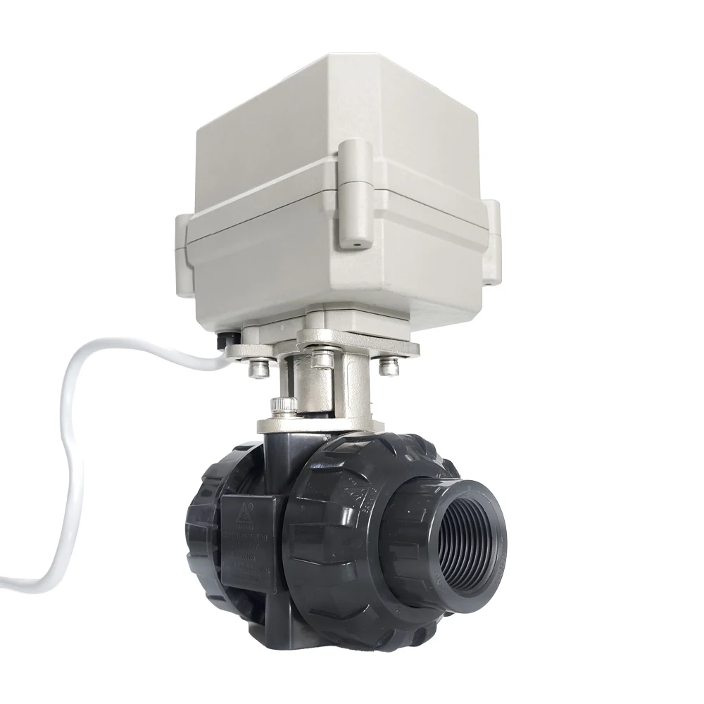 Imagem -04 - Válvula Elétrica Upvc para Fluidos Químicos Ligado e Desligado Engrenagens de Metal Dn20 Dc12v 24v Fios Fios Fios 10nm 15 Sec