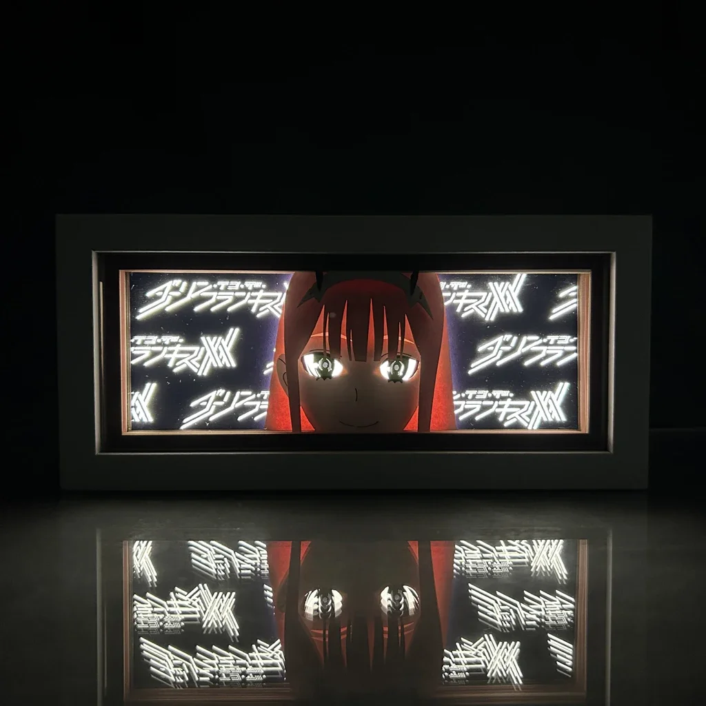 Anime DARLING in The FRANXX Peripherals Zero Two Figure Led Light Paper Cut Shadow Box Figures Lightbox Desk Ornaments Toys Gift