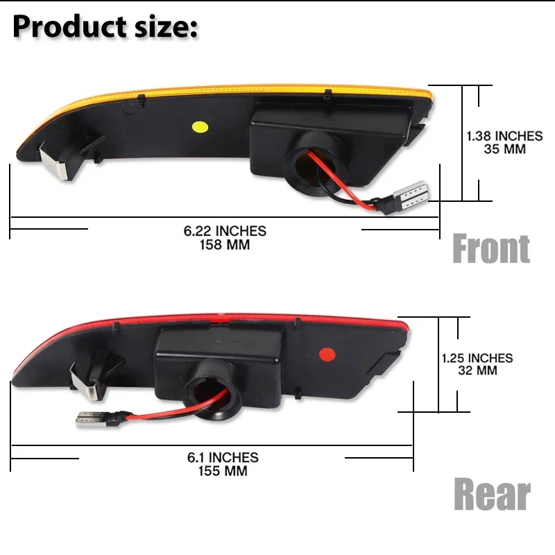 لكرايسلر كروس فاير 2004-2008 LED أضواء العلامات الجانبية ، المصد الأمامي الخلفي بدوره إشارة أضواء وقوف السيارات 12 فولت