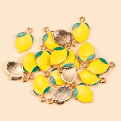 10Pcs Alloy Enamel Lemon Charm for DIY Cute Ummer Fruit Necklace Pendants Earrings Charms Jewelry Making Accessories Supplies