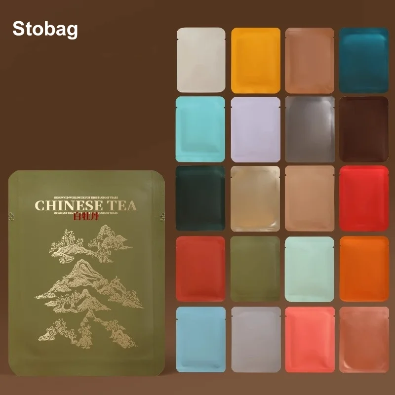 

StoBag 200 шт., красочная упаковочная сумка из алюминиевой фольги, маленькие пластиковые термосвариваемые пакеты для хранения чайного кофе, порошка, портативные
