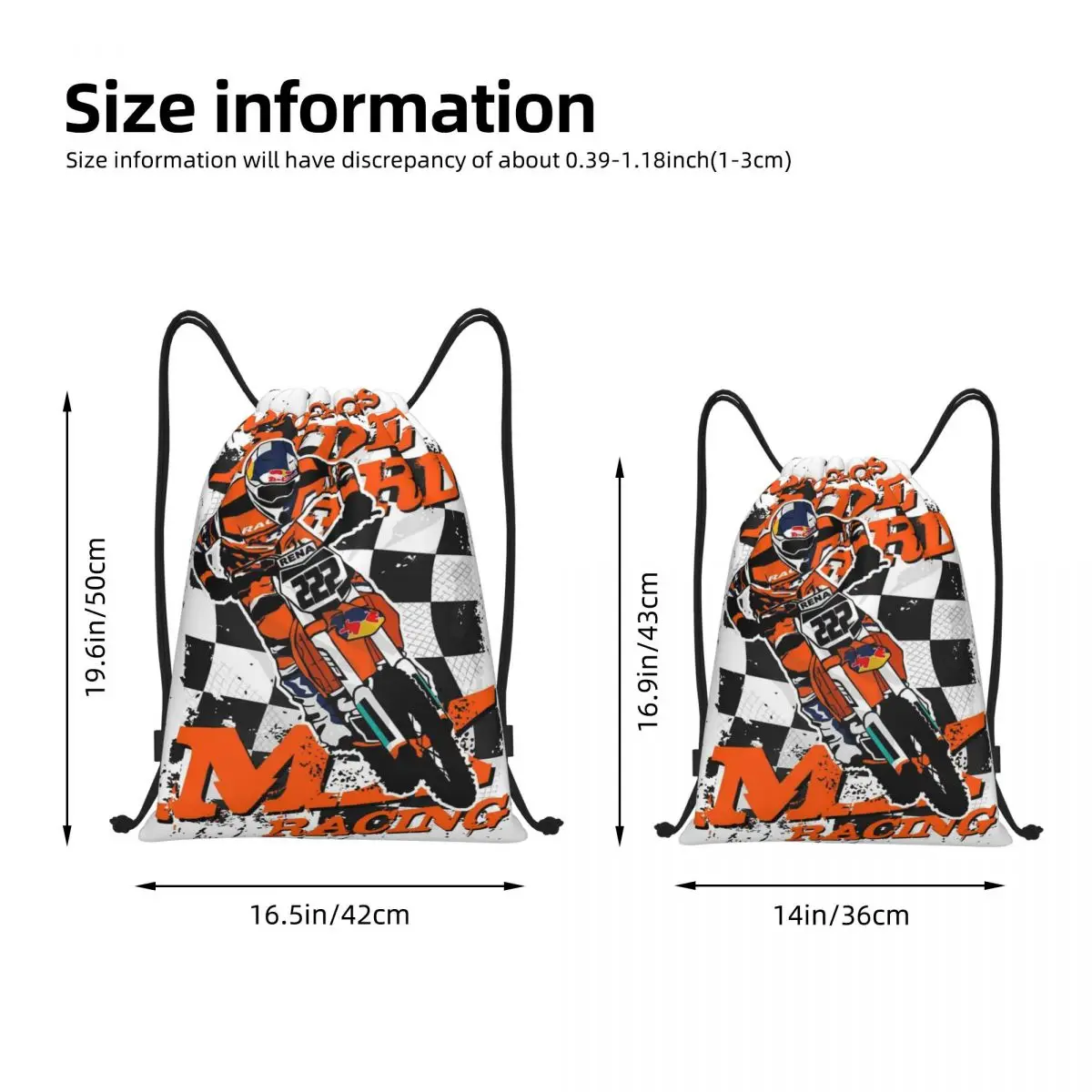 Moto Cross Racing Bitumen Bike Life Backpack Drawstring Soccer Bags Gym Bag Ready to Race Motorcycle String Sackpack for Cycling